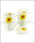HKC 4pc Mug set w/ Lids - Lamour Yellow