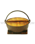 Cast Iron Nabe Pot with Wooden lid and base 9.5"