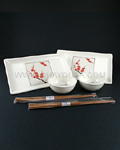 4pc White Ume Flower Plate Set