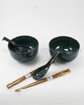 2pc Blue Bowl Set w/ Spoons