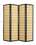 Oriental Pine Slat Panels Shoji Screen Black 4Panels