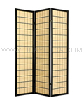 Oriental Pine Slat Panels Shoji Screen Black 3 Panels