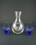 3pc Blue Glass Sake Set