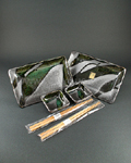 4pc Grey/Green Plate Set
