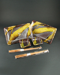 4pc Brown/Yellow Plate Set