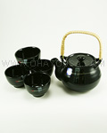 5pc Glossy Black Tea Set