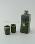 3pc Green Rectangular Sake Set