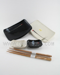 4pc White/Black Plate Set