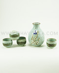 5pc Green Ume Flower Sake Set