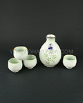 5pc Green Cherry Blossom Sake Set