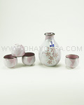 5pc Pink Cherry Blossom Sake Set