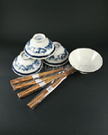 4pc Blue Dragon Rice Bowl Set