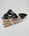 4pc Kanji Rice Bowl Set