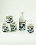 5pc Historic Wave Sake Set
