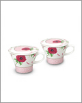 HKC 2pc Mug set w/ Lids - Pink Garden