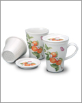 HKC 6pc Mug set w/ Lid and tea filter - Appricot