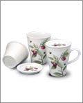 HKC 6pc Mug set w/ Lid and tea filter - Cornelian Cherry