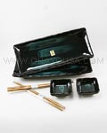 4pc Black/Green Plate Set