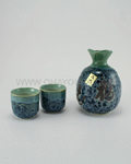 3pc Blue/Green Sake Set